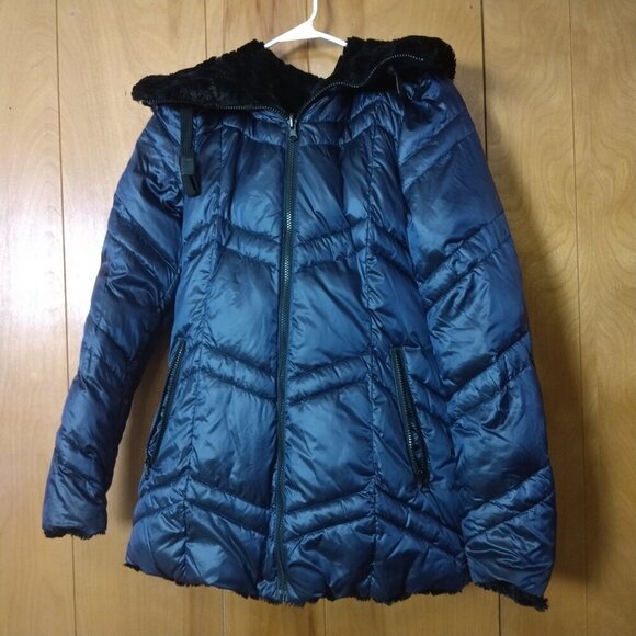 Steve Madden Women's Medium? Reversible Black/Purple Puffer Jacket Hooded READ - Picture 3 of 7